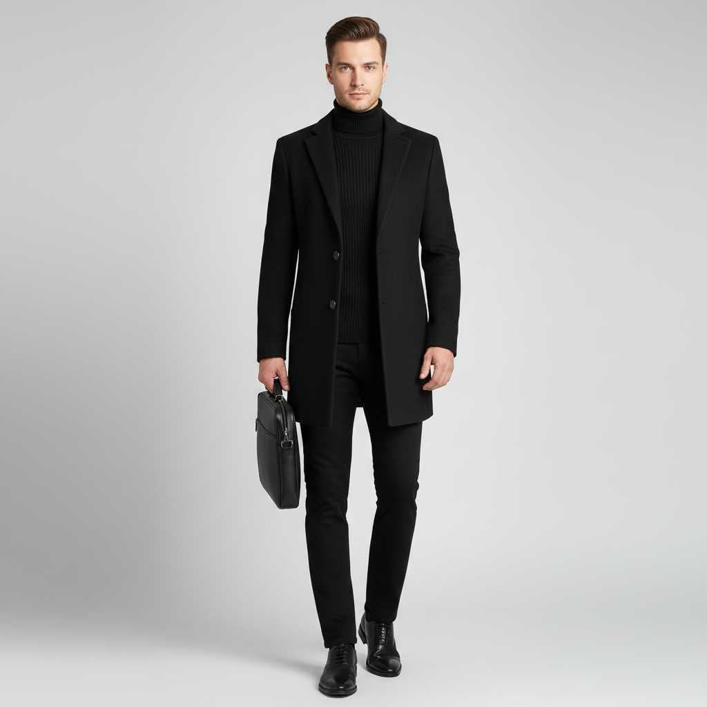 Men's Notched Lapel Overcoat | Men's Winter Coat