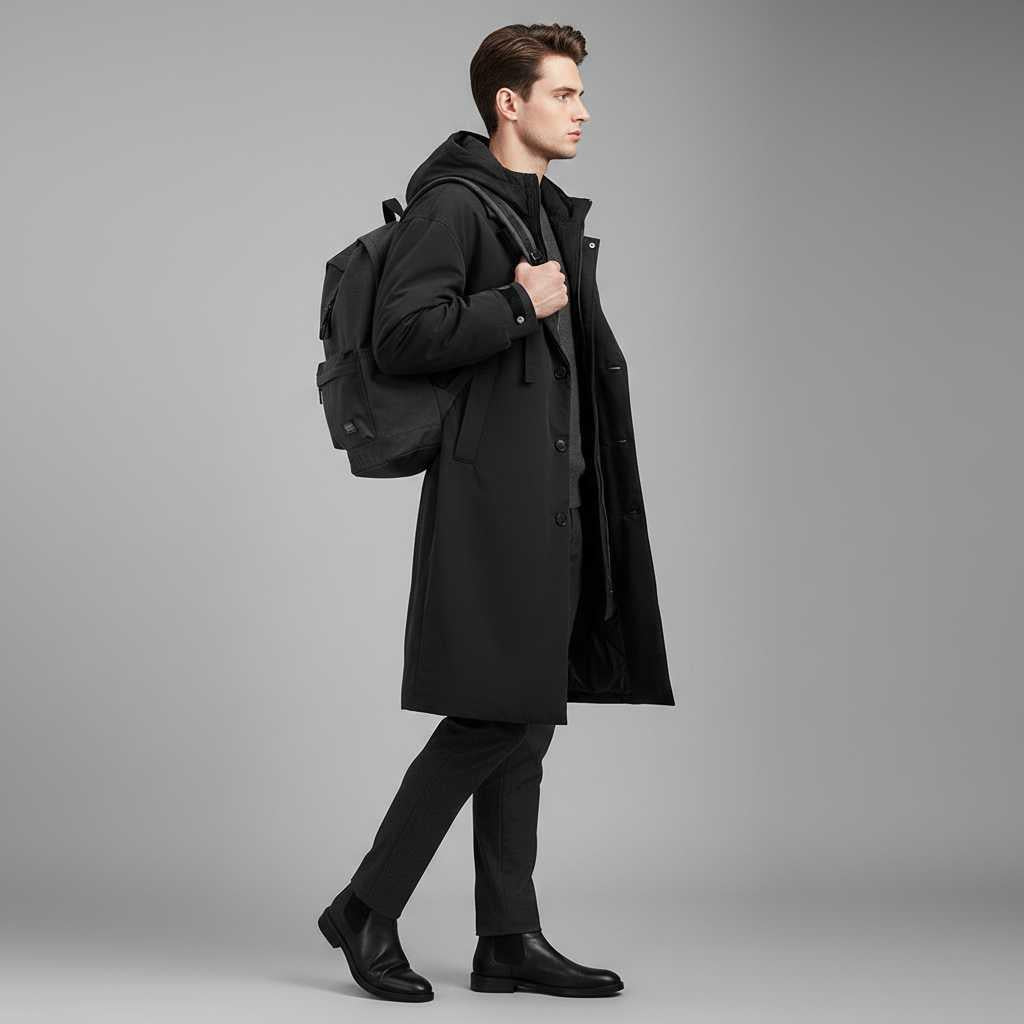 Men's Waterproof Puffer Trench Coat | Stylish Long Winter Jacket