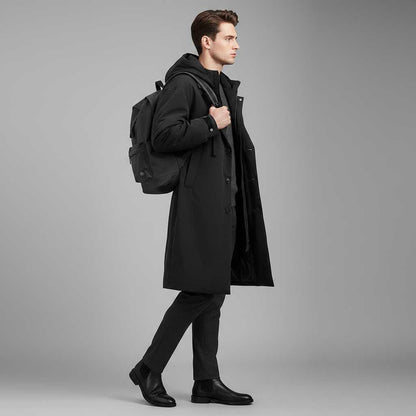 Men's Waterproof Puffer Trench Coat | Stylish Long Winter Jacket