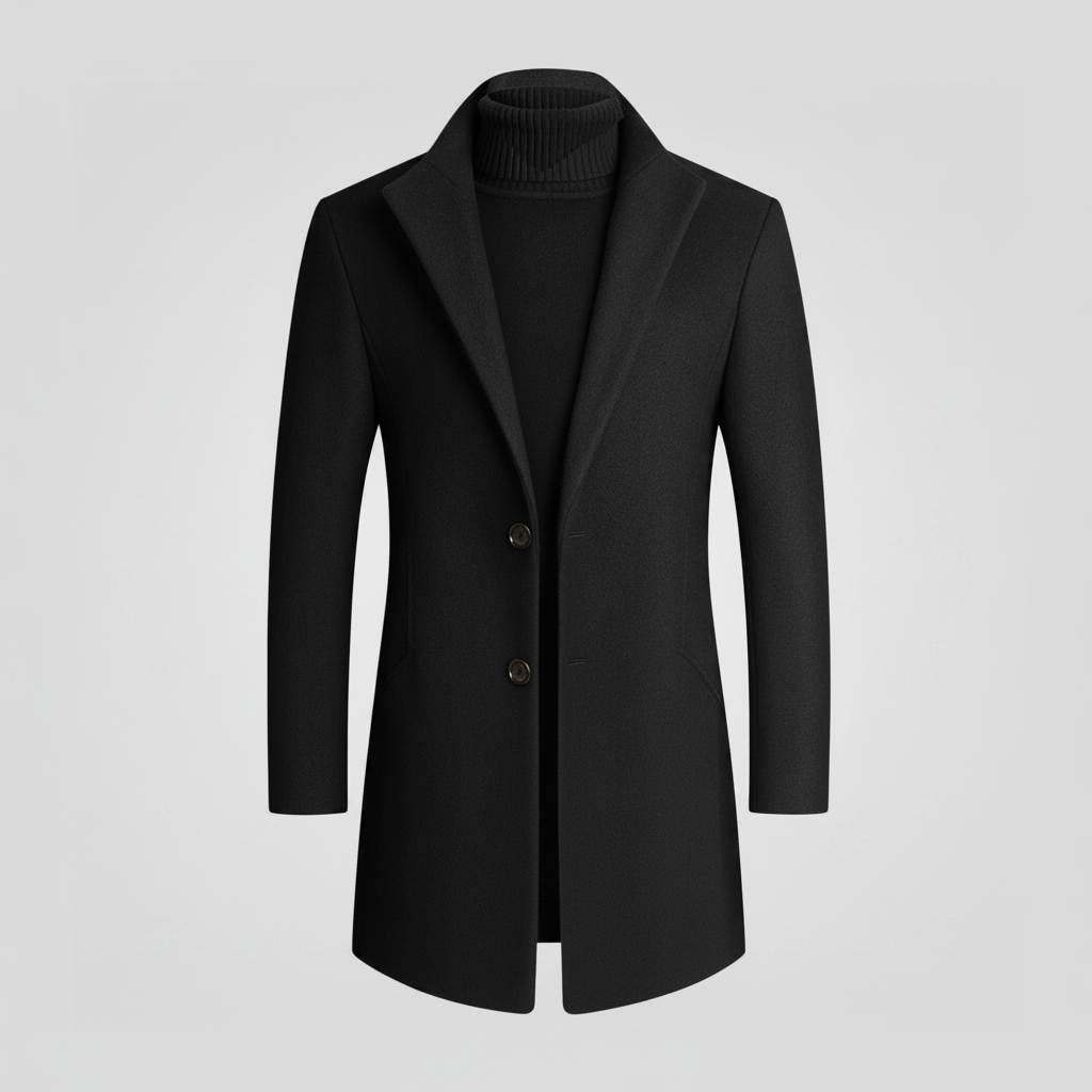 Men's Notched Lapel Overcoat | Men's Winter Coat 0