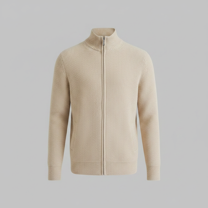Men's Slim Fit Zip Cardigan | Ribbed Knit Cardigan Sweater 0