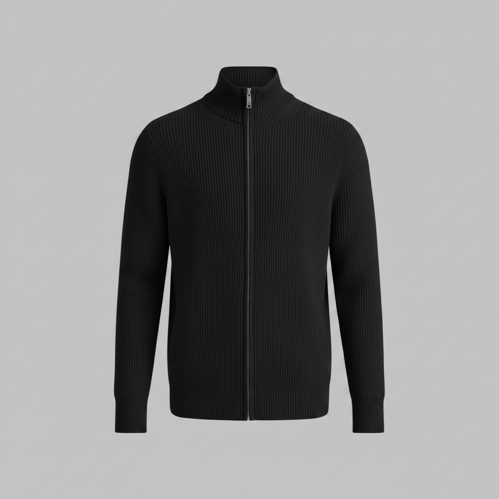 Men's Slim Fit Zip Cardigan | Ribbed Knit Cardigan Sweater 5