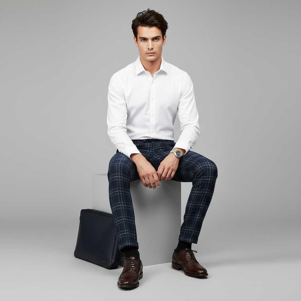 Sasha Checked Chino Pants | Men's Casual Wear