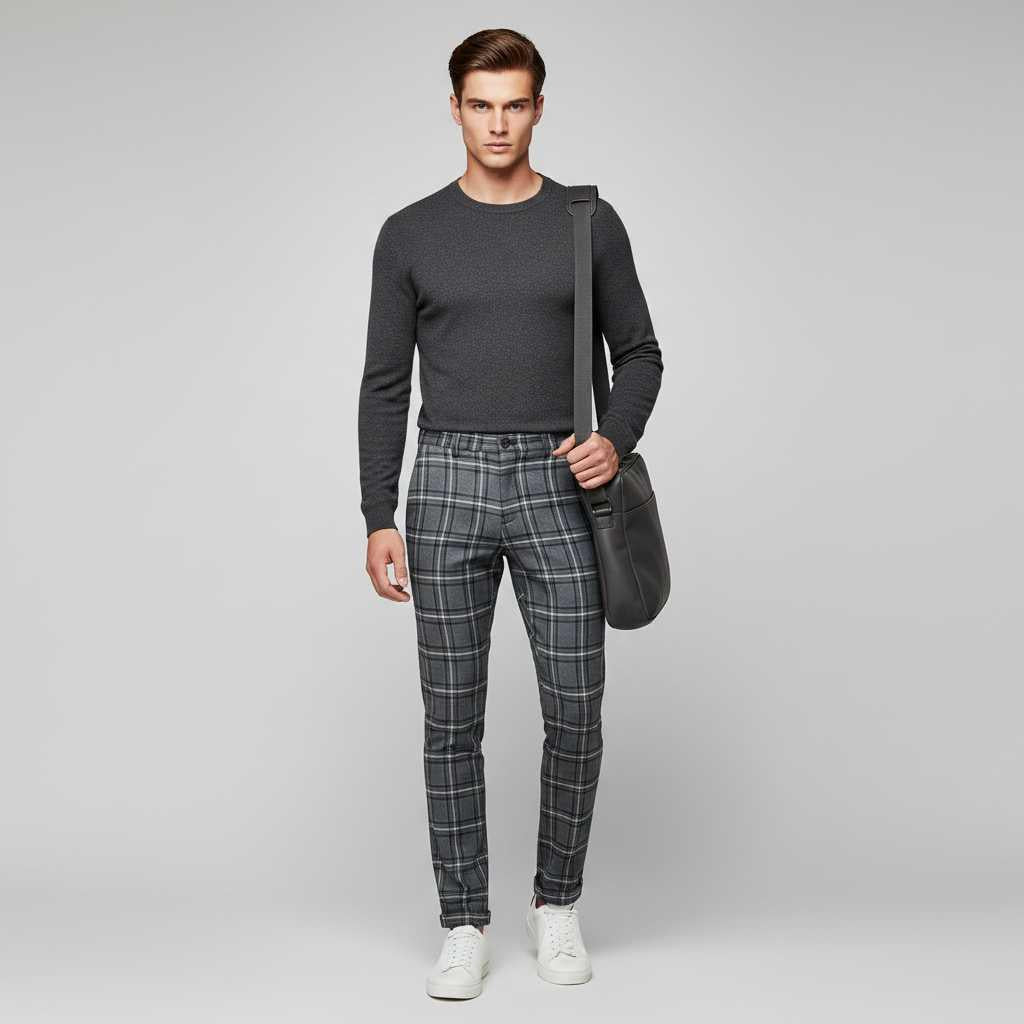 Sasha Checked Chino Pants | Men's Casual Wear